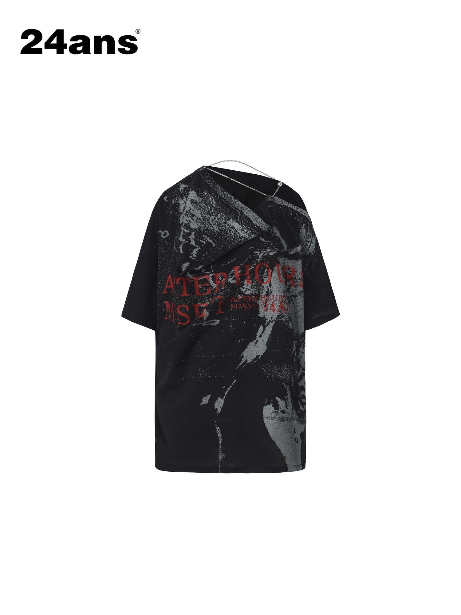 24ans Distressed Tie Dye Print Scoop Back Drop Shoulder Women&