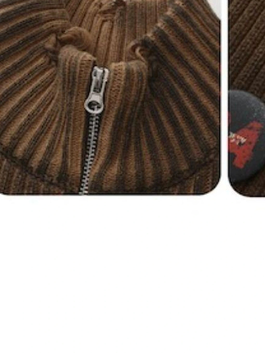Distressed Two Tone Vintage Zip Up Knit Cardigan