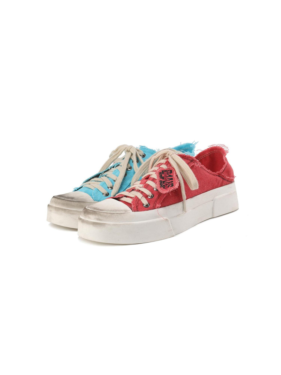 24ans Distressed Wash Denim Low Top Slip On Platform Sneakers