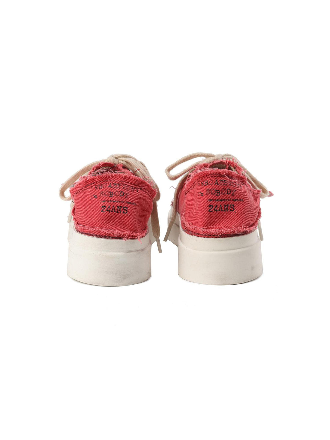 24ans Distressed Wash Denim Low Top Slip On Platform Sneakers