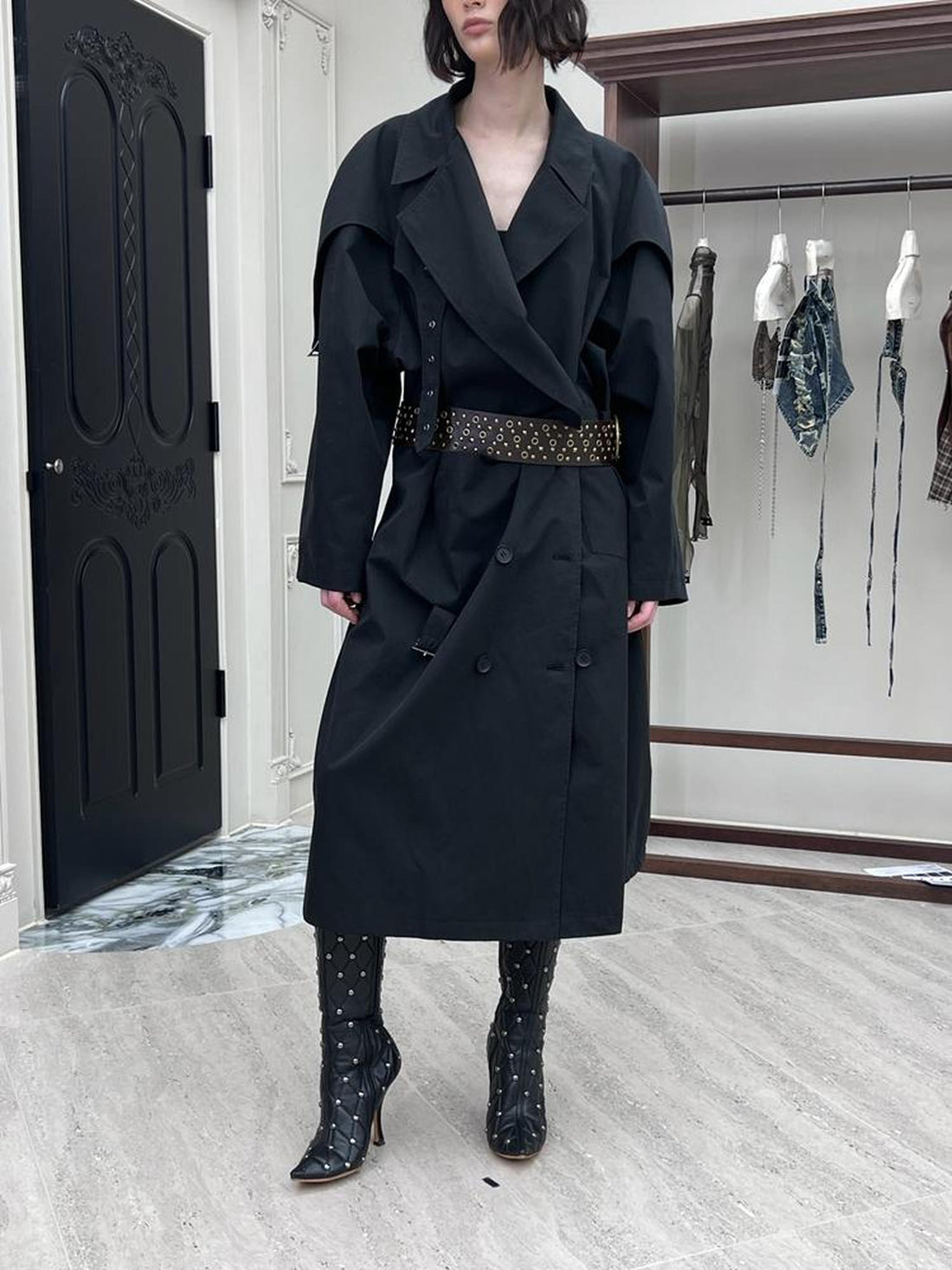 24ans Double Breasted Buckle Trench Coat