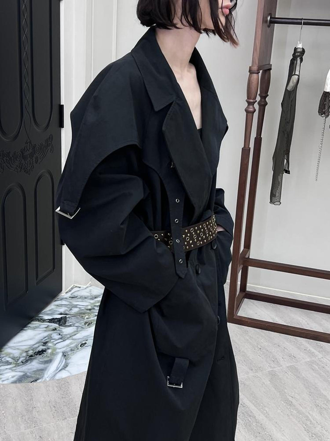 24ans Double Breasted Buckle Trench Coat