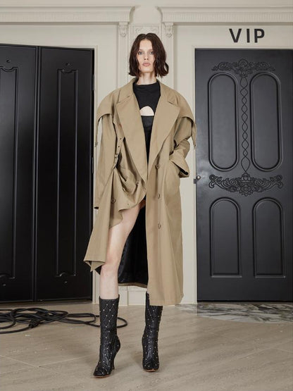 24ans Double Breasted Buckle Trench Coat
