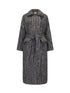Double Breasted Wool Blend Coat In Grey And Yellow