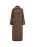 Double Breasted Wool Blend Coat In Grey And Yellow