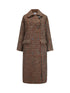 Double Breasted Wool Blend Coat In Grey And Yellow