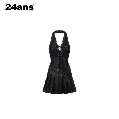 24ans_Double_Eyelet_Drawstring_Pleated_Halter_Women&
