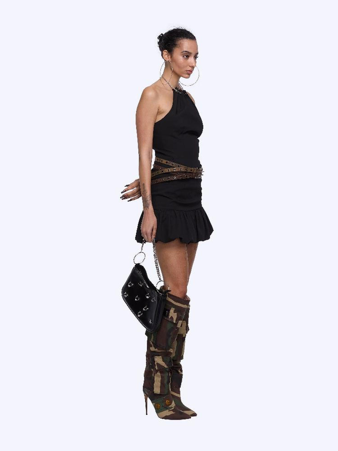 24ans Double Ring Studded Leopard Camo Belt