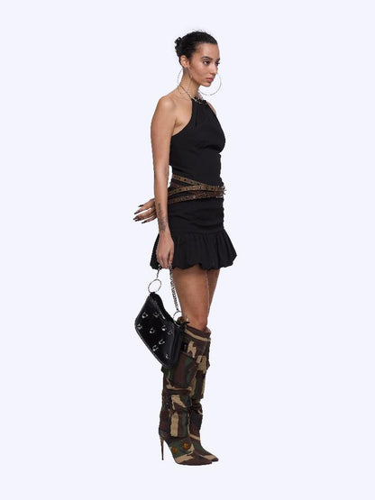 24ans Double Ring Studded Leopard Camo Belt