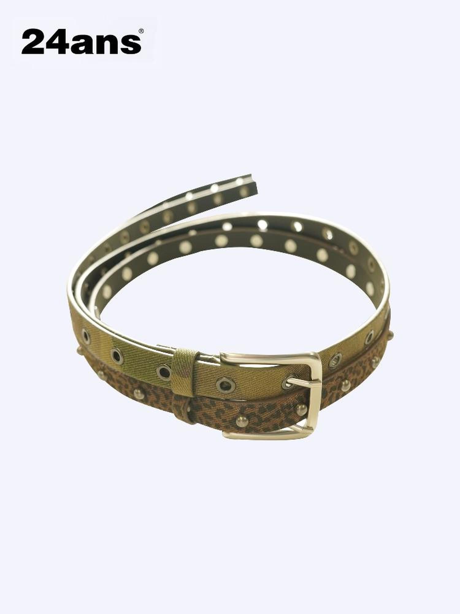 24ans Double Ring Studded Leopard Camo Belt