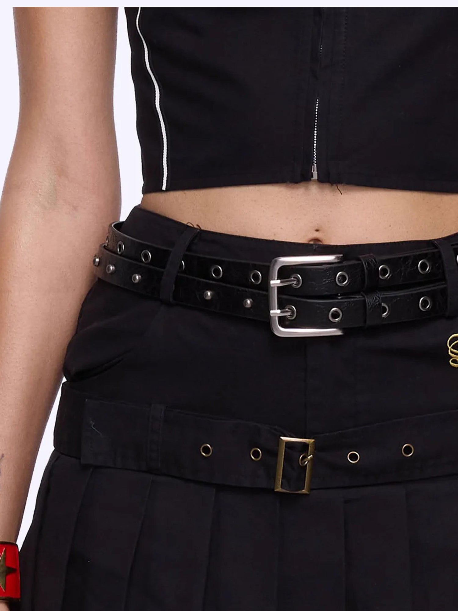 24ans Double Ring Studded Leopard Camo Belt