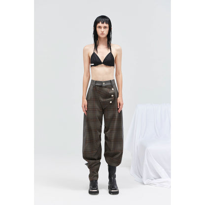 24ans Double Stitch Colorblock Boot Cut Pantalettes 2024 Autumn-1