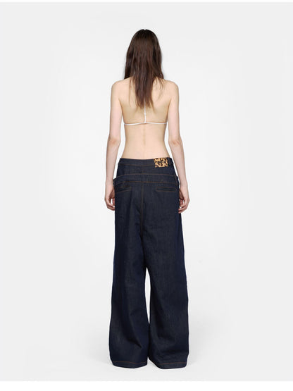 24ans Double Waist Drop Crotch Embroidered Jeans