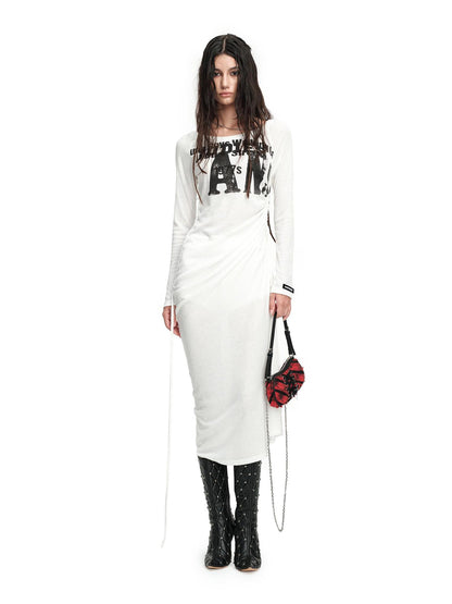 24ans Draped Neckline Chain Detail Dress