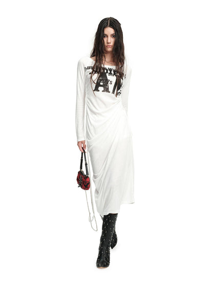 24ans Draped Neckline Chain Detail Dress