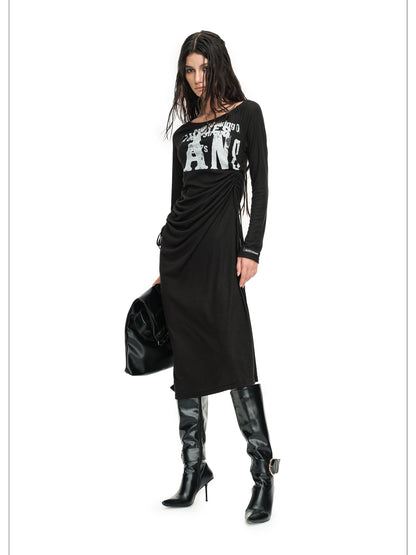 24ans Draped Neckline Chain Detail Dress