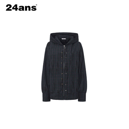 24ans_Durable_Cotton_Punk_Loose_Hooded_Plaid_Unisex_Long_Sleeve_Shirts_MISSTT