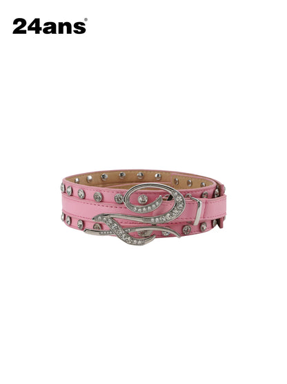 24ans Edgy Studded Pu Leather Metal Pin Buckle Unisex Streetwear Fashion Belts-1