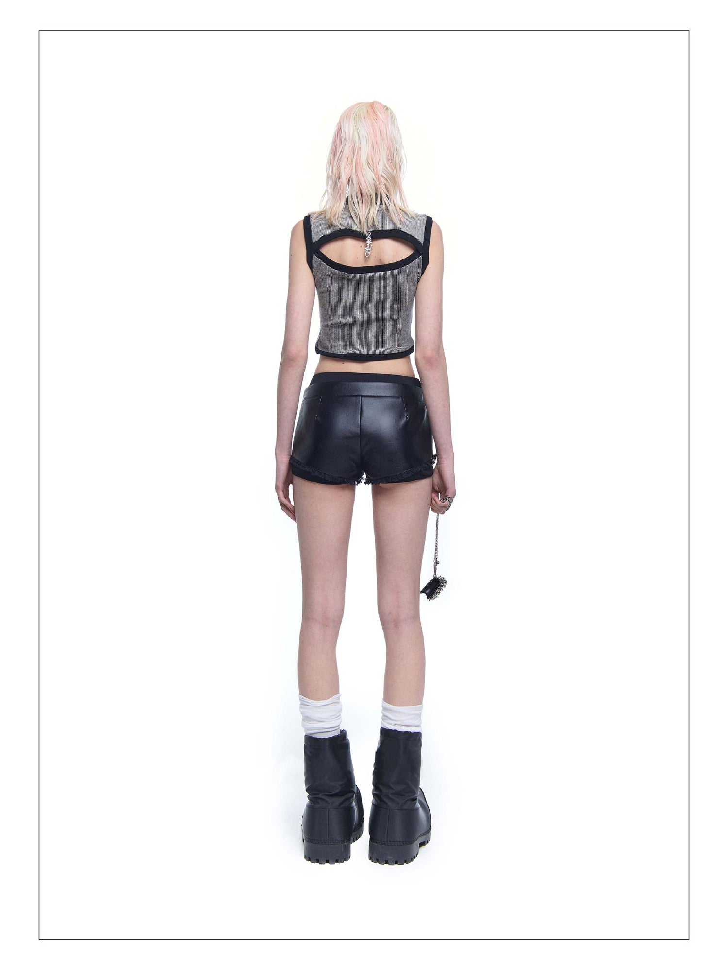 24ans Embroidered Fringe Knit Vest Sleeveless Colorblock