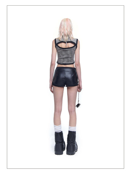24ans Embroidered Fringe Knit Vest Sleeveless Colorblock