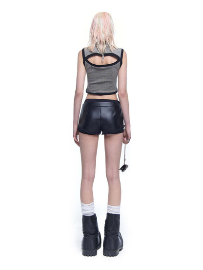 24ans Embroidered Fringe Knit Vest Sleeveless Colorblock