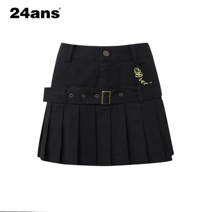 24ans Embroidered Letter Racing Shirt And Skirt Set MISSTT