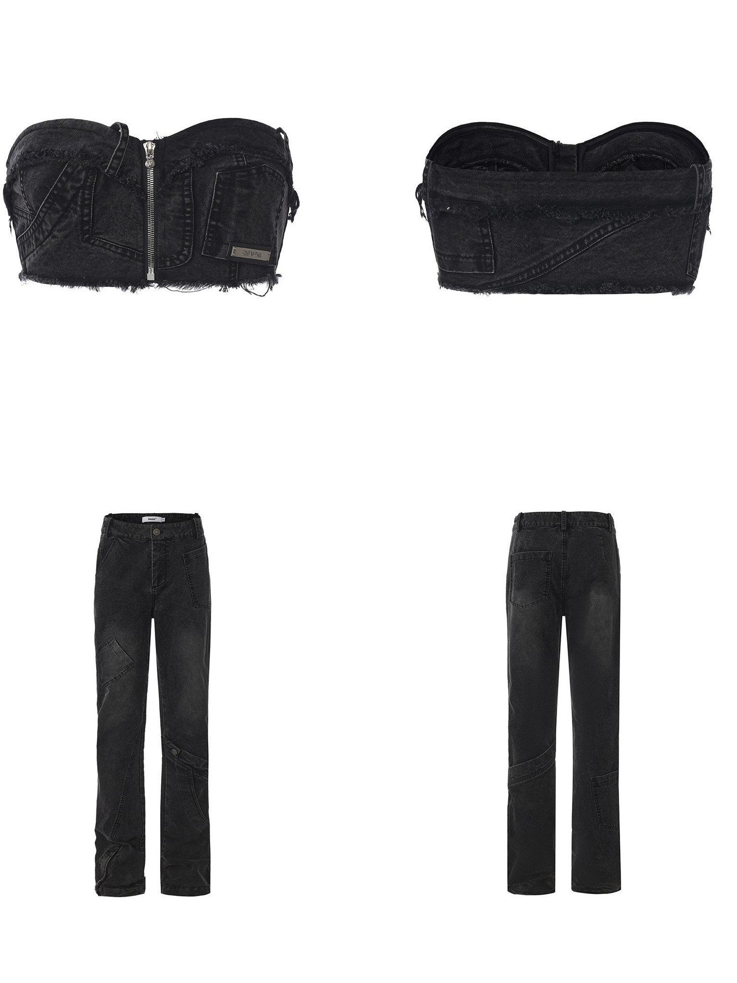 24ans Enzyme Stonewash Frayed Hem Zipper High Waist Women&