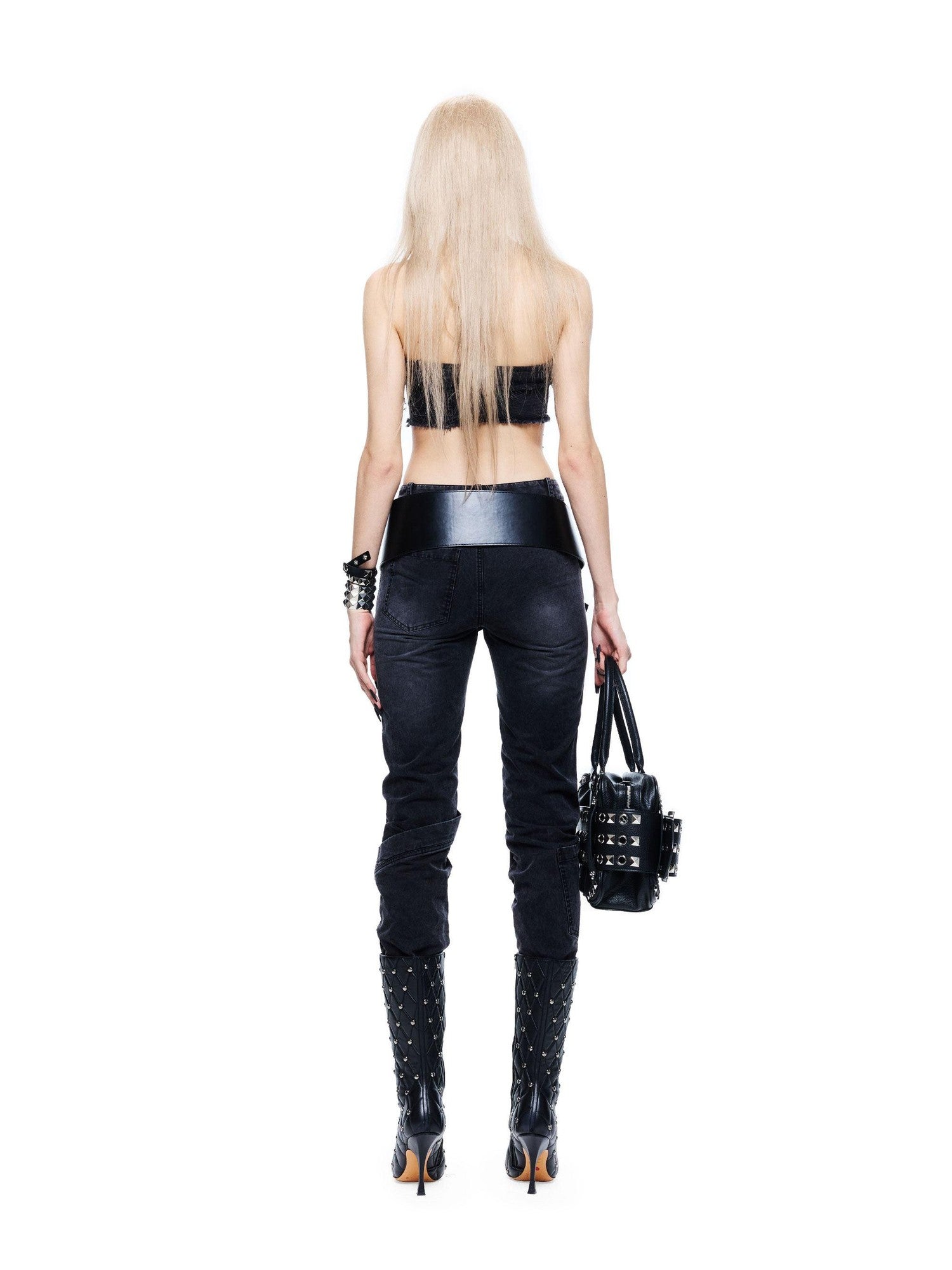 24ans Enzyme Stonewash Frayed Hem Zipper High Waist Women&