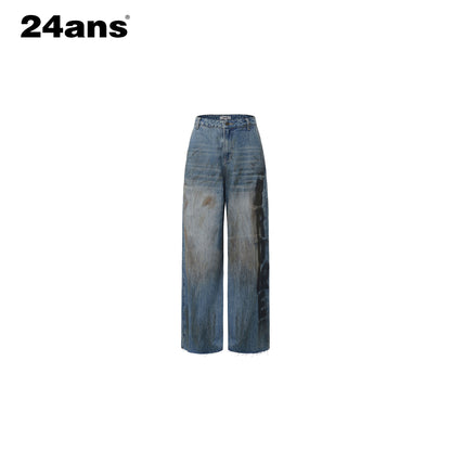 24ans_Enzyme_Wash_Natural_Waist_Letter_Print_Blue_Slight_Stretch_Wide-Leg_Jeans_MISSTT