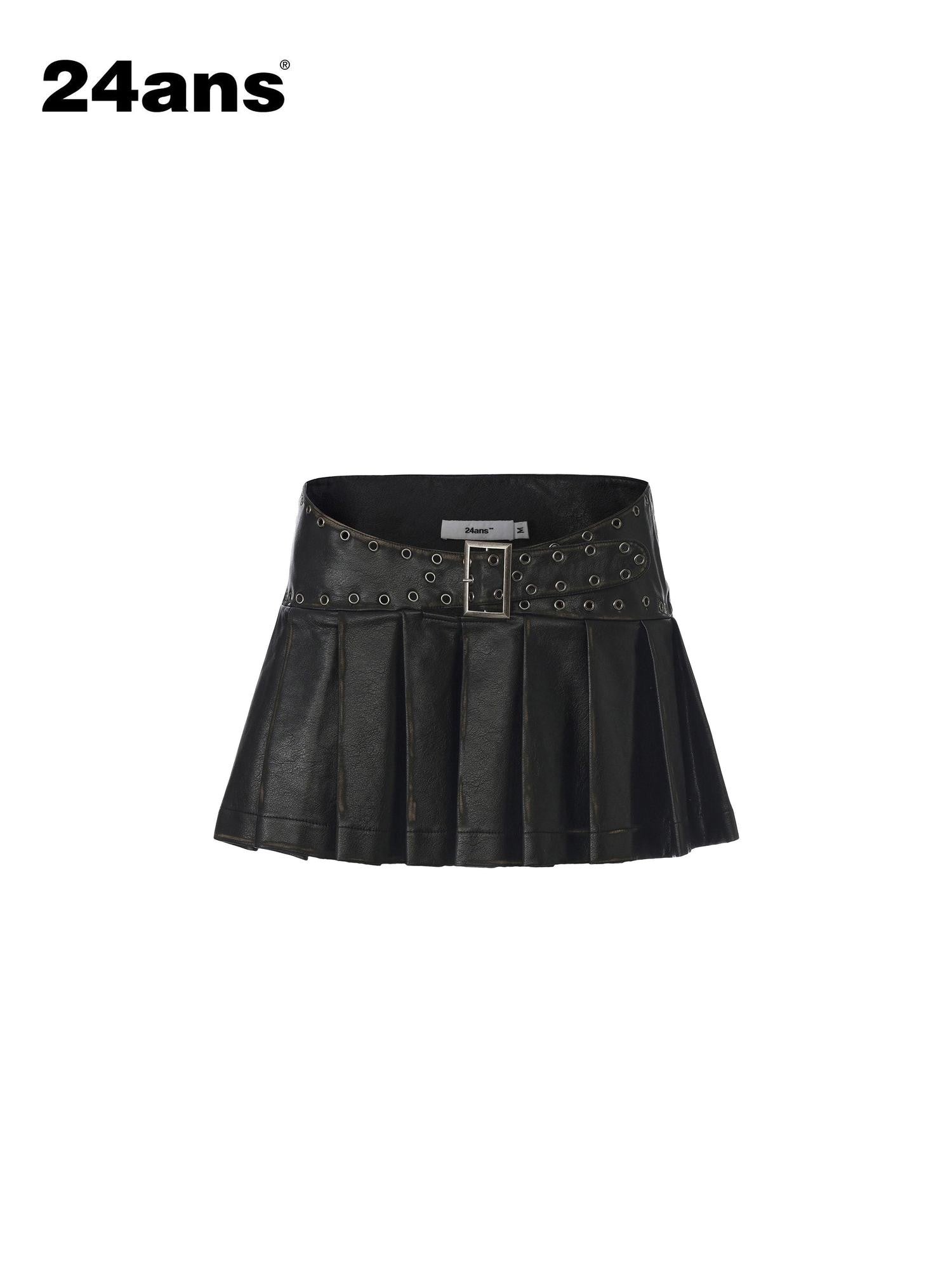 24ans Enzyme Washed Eyelet Wide Waist Pleated Safety Lining Women&