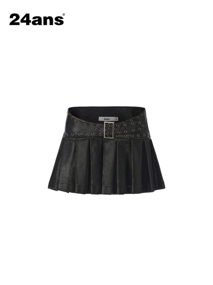 24ans Enzyme Washed Eyelet Wide Waist Pleated Safety Lining Women&