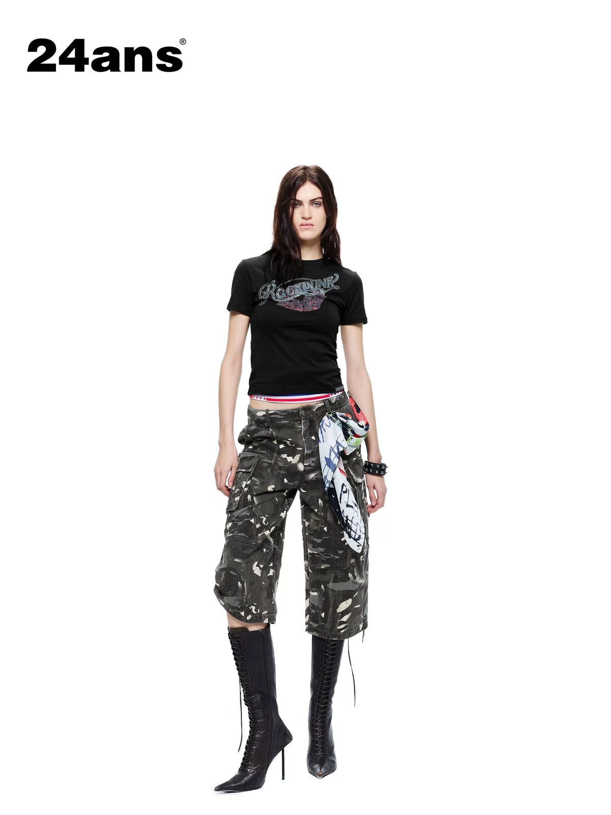 24ans Enzyme Washed Hand Distressed Custom Camo Women&