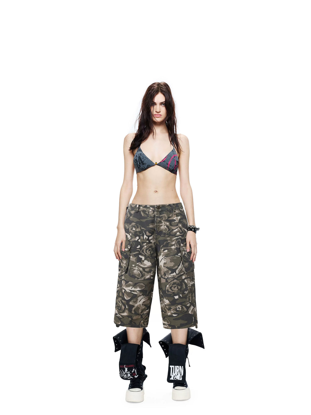 24ans Enzyme Washed Hand Distressed Custom Camo Women&