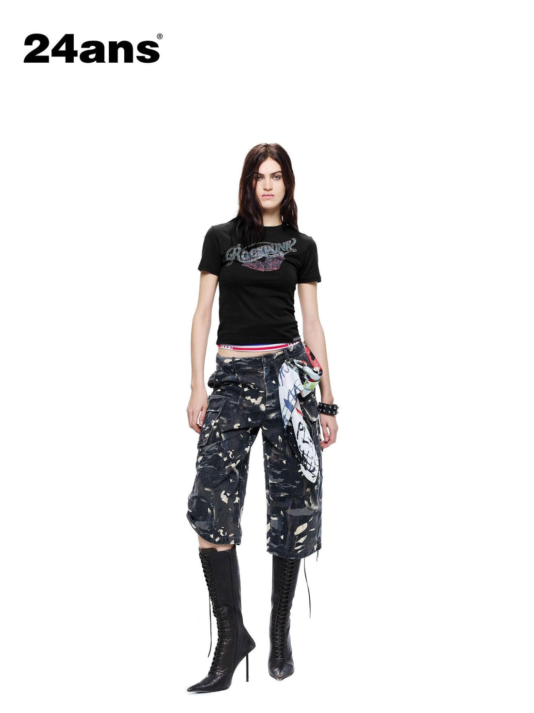 24ans Enzyme Washed Hand Distressed Custom Camo Women&