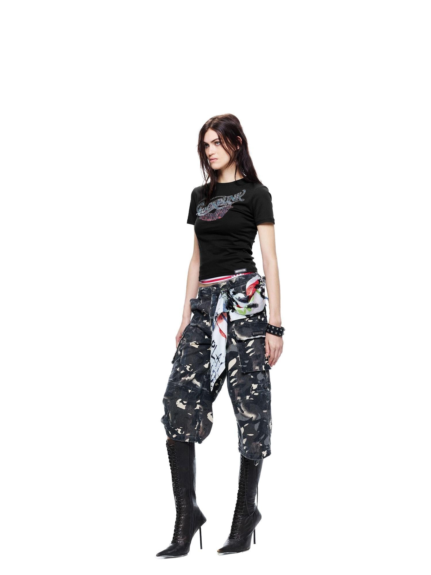 24ans Enzyme Washed Hand Distressed Custom Camo Women&