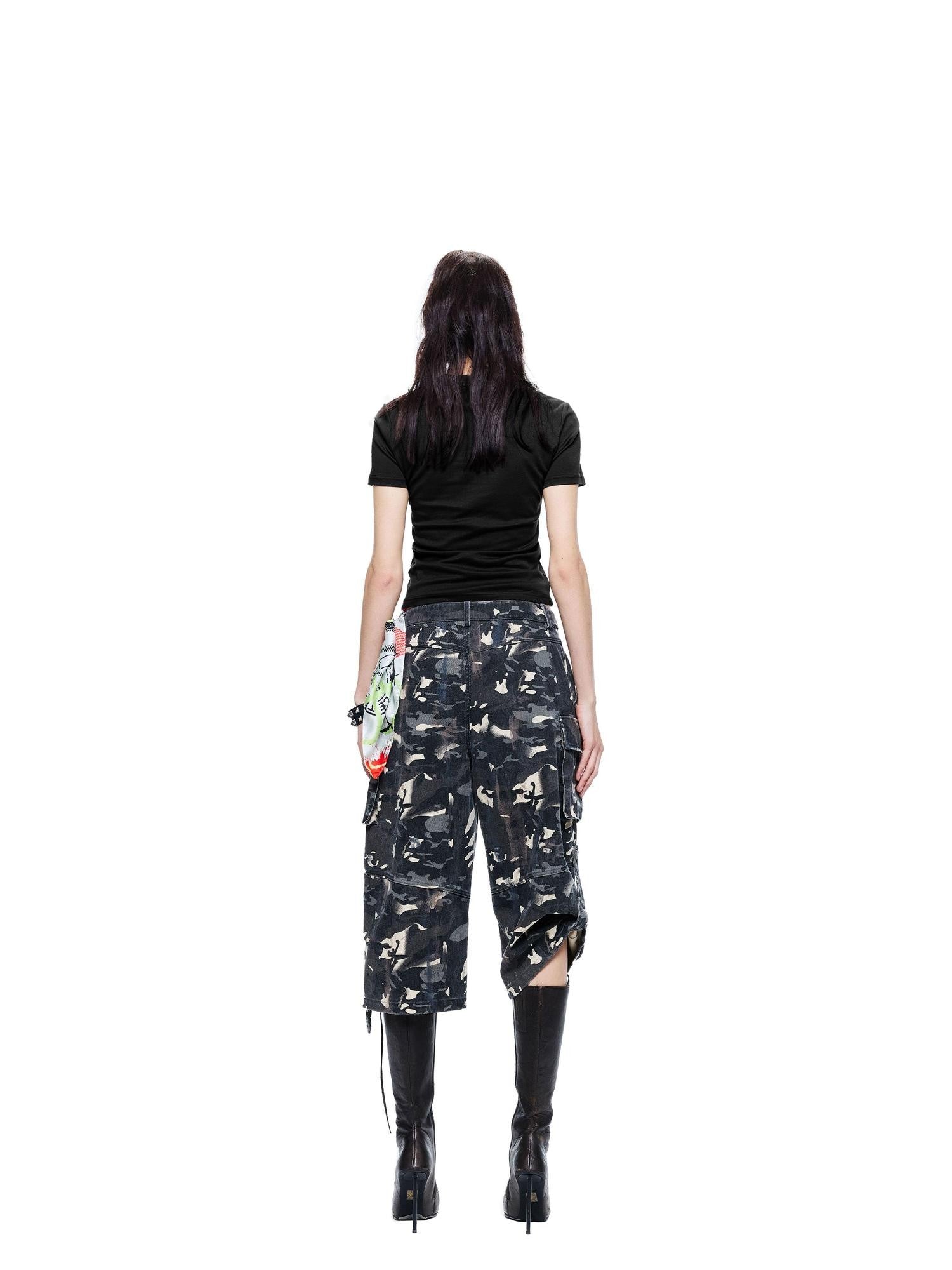 24ans Enzyme Washed Hand Distressed Custom Camo Women&