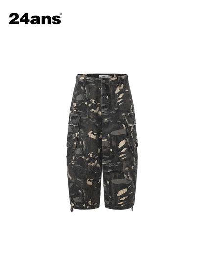 24ans Enzyme Washed Hand Distressed Custom Camo Women&