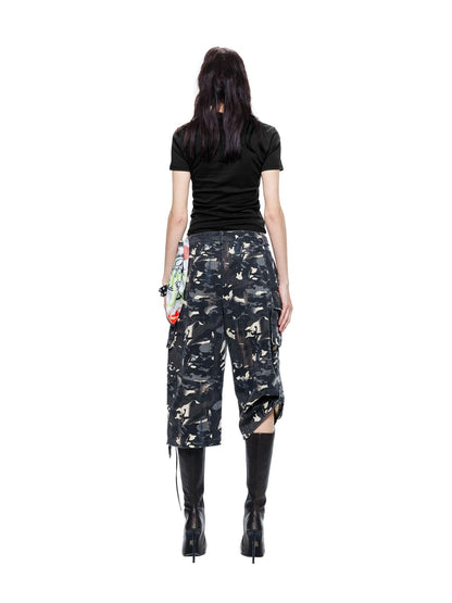 24ans Enzyme Washed Hand Distressed Custom Camo Women&
