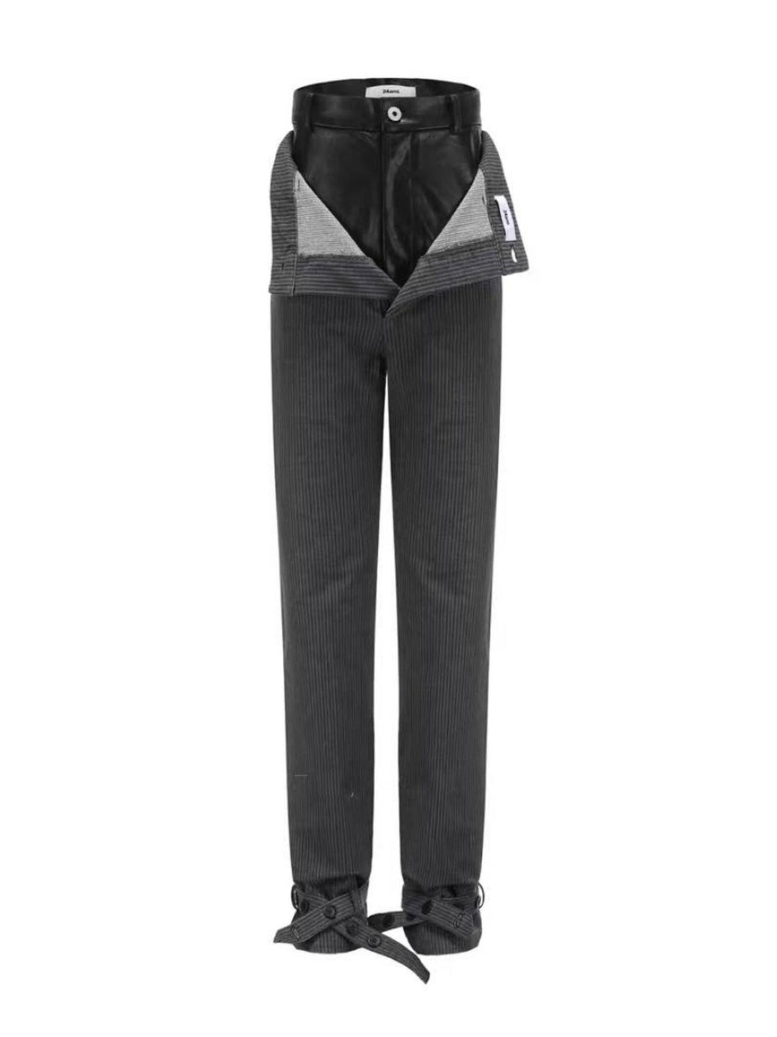 False Two Stitch Layered Leather Pants