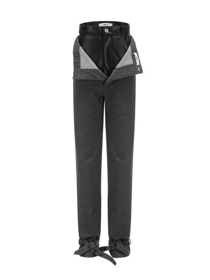 False Two Stitch Layered Leather Pants