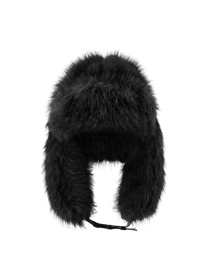 24ans Faux Fur Aviator Hat For Extreme Cold Weather Black-2