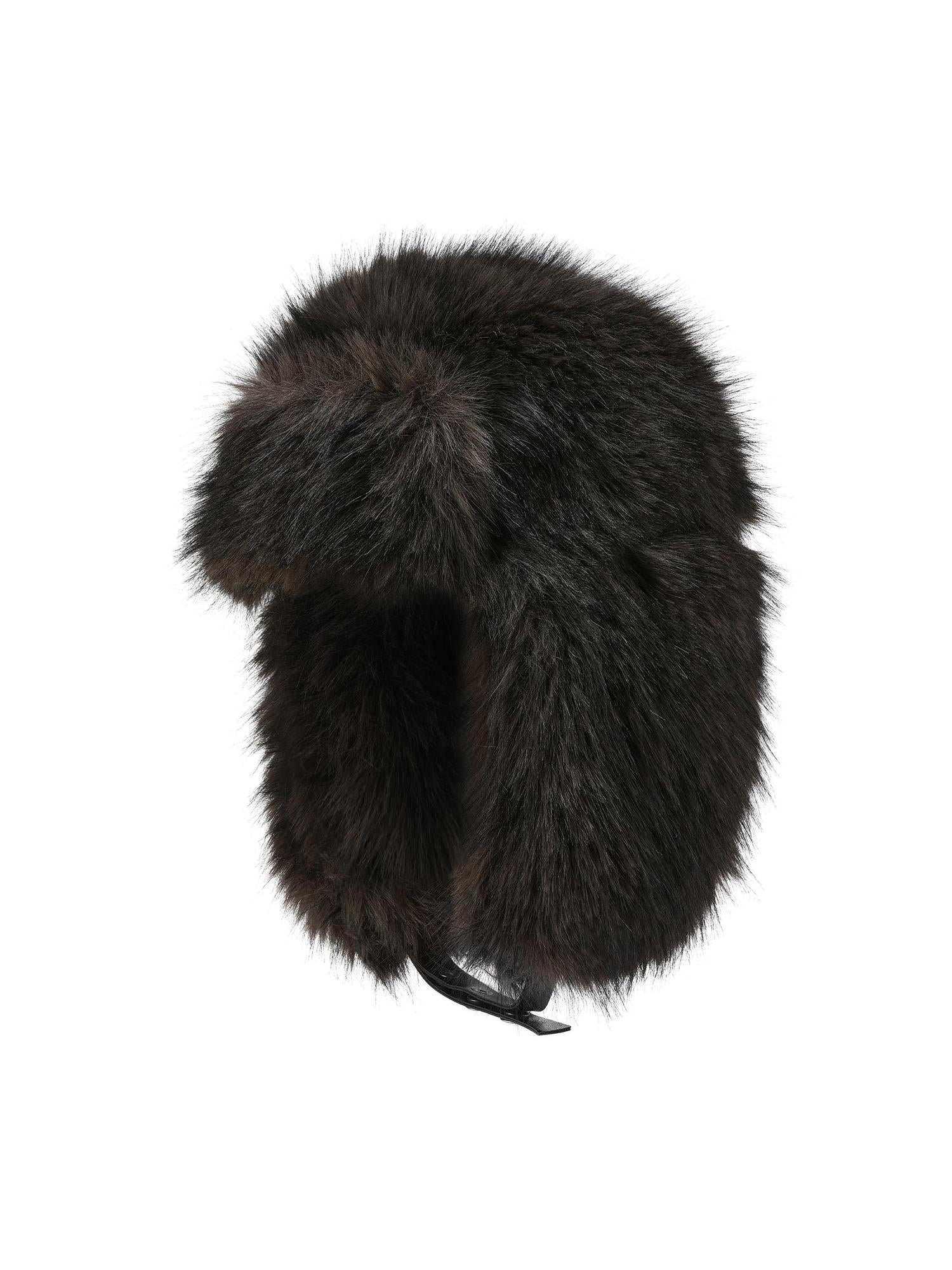 24ans Faux Fur Aviator Hat For Extreme Cold Weather Black