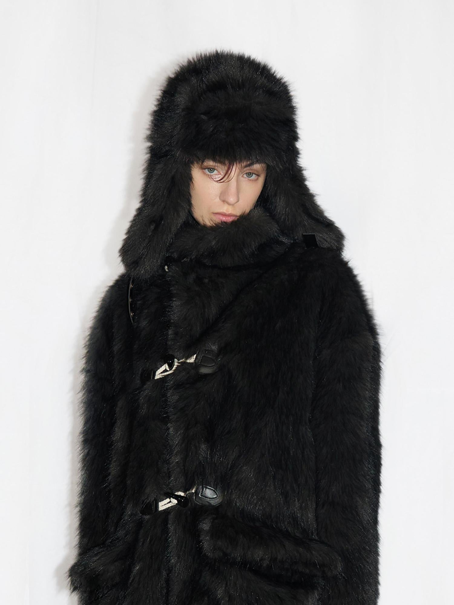 24ans Faux Fur Aviator Hat For Extreme Cold Weather Black