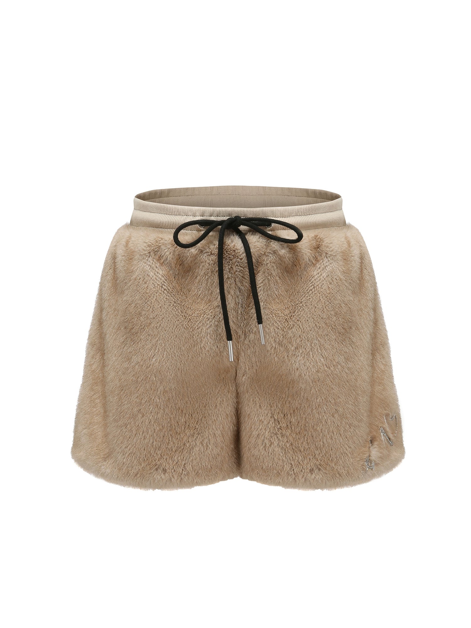 24ans Faux Fur Detachable Hat Hooded Jacket Shorts Set MISSTT