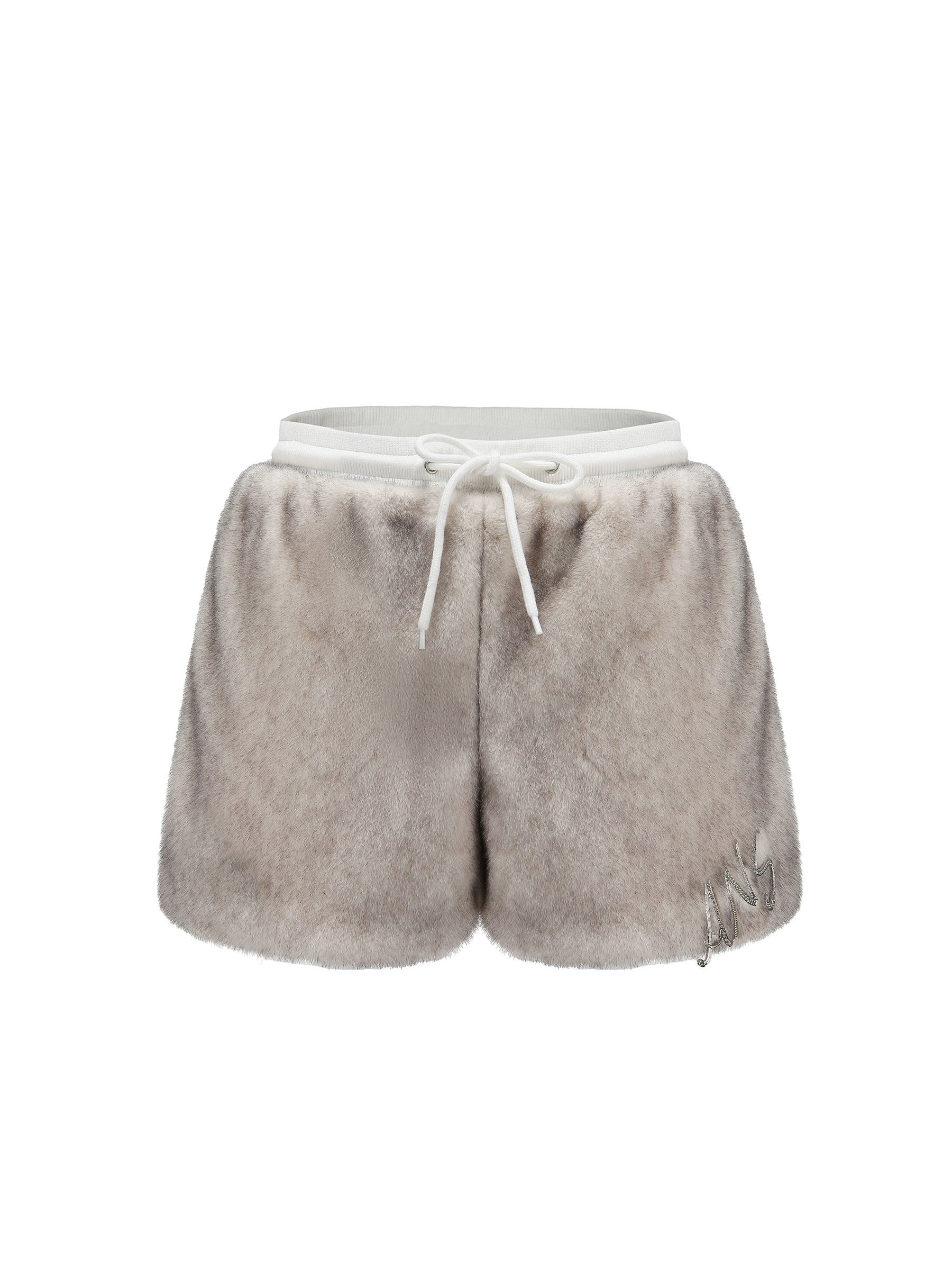 24ans Faux Fur Detachable Hat Hooded Jacket Shorts Set MISSTT