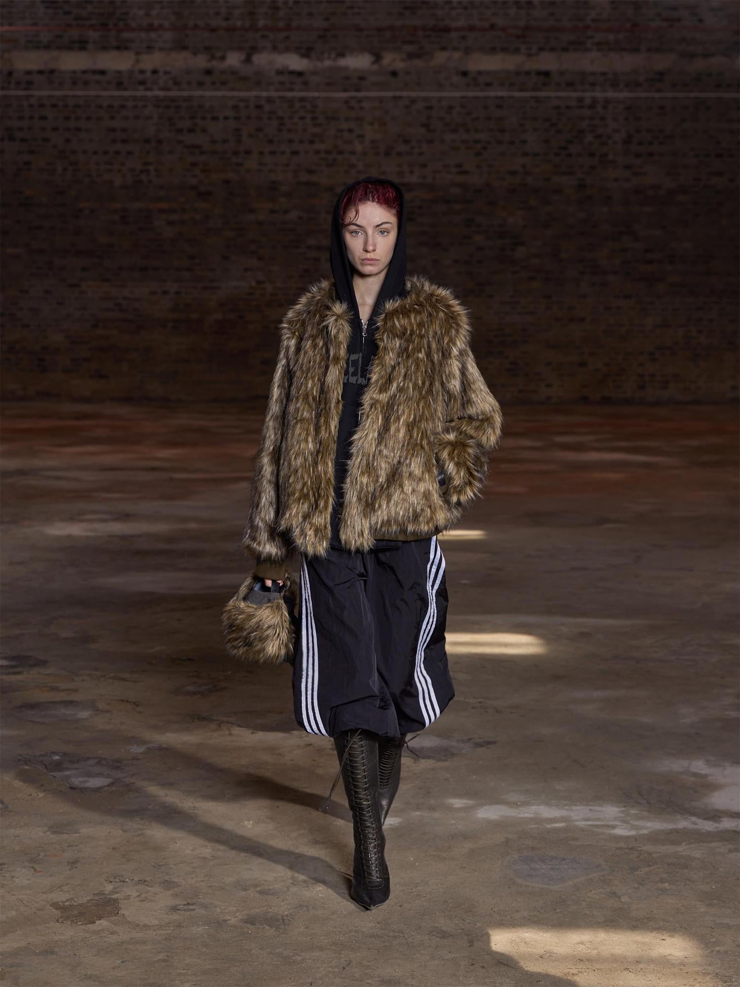 24ans Faux Fur Trim Detachable Hoodie Jacket