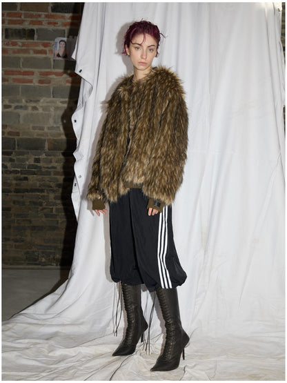 24ans Faux Fur Trim Detachable Hoodie Jacket