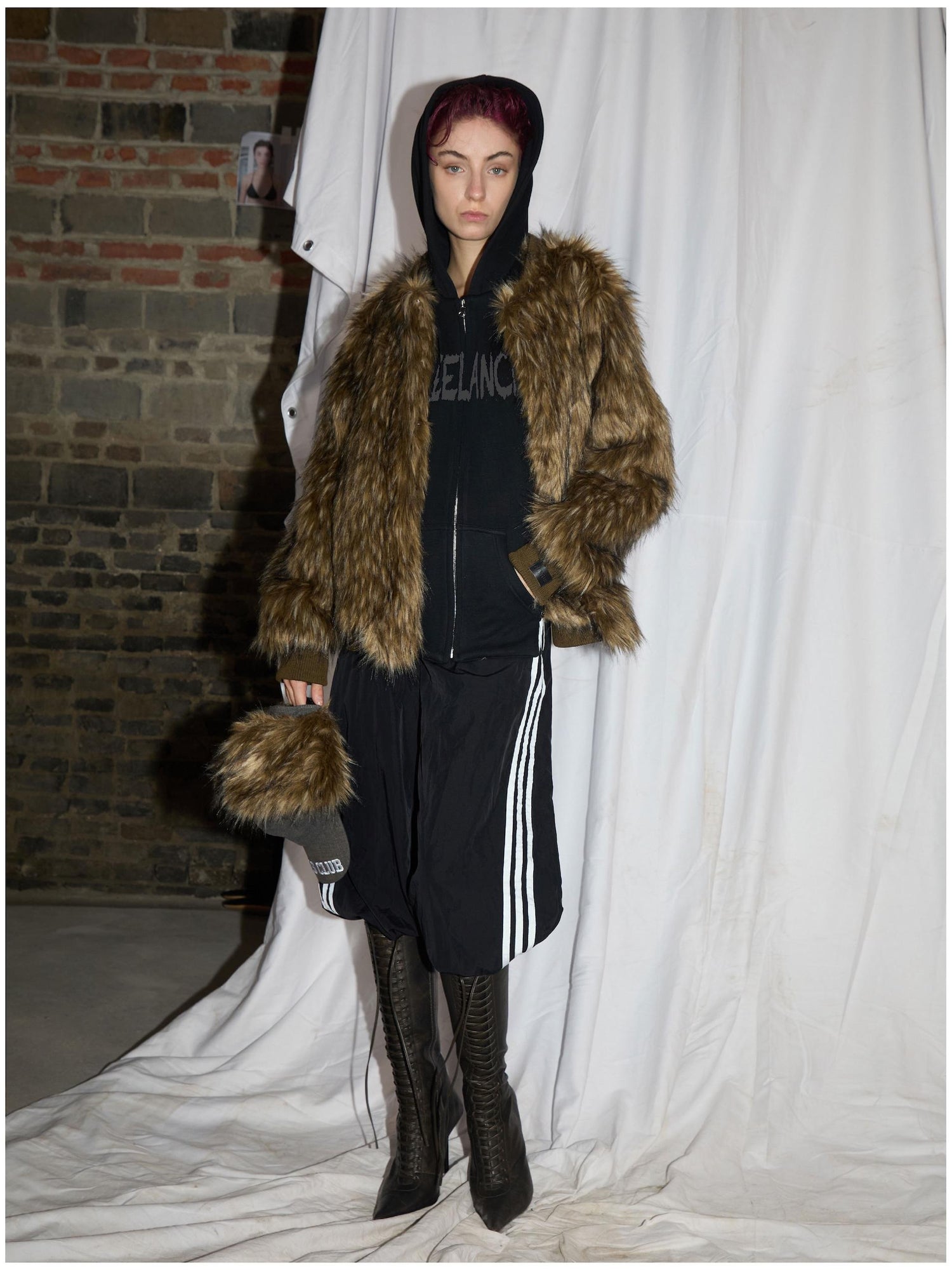 24ans Faux Fur Trim Detachable Hoodie Jacket