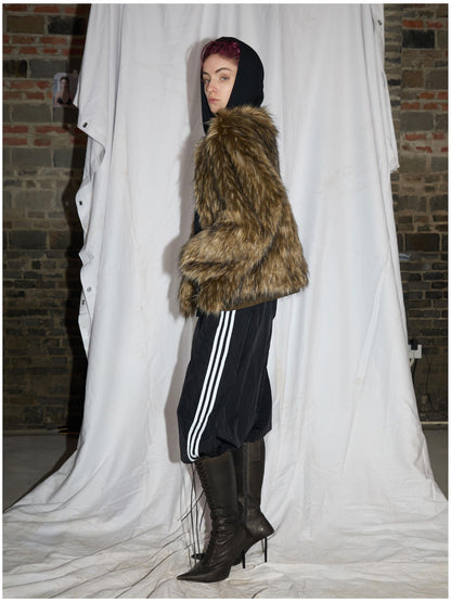 24ans Faux Fur Trim Detachable Hoodie Jacket