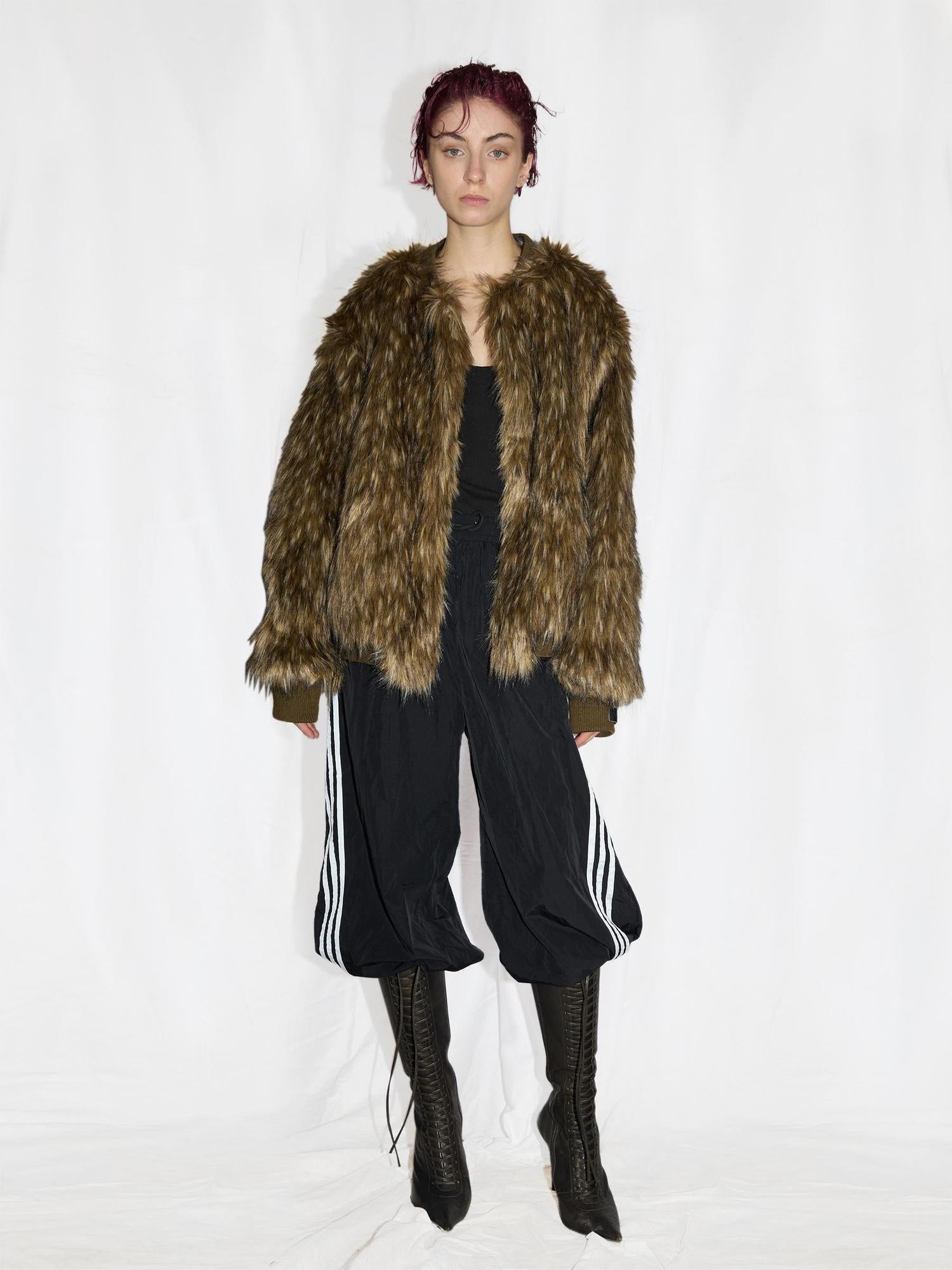 24ans Faux Fur Trim Detachable Hoodie Jacket
